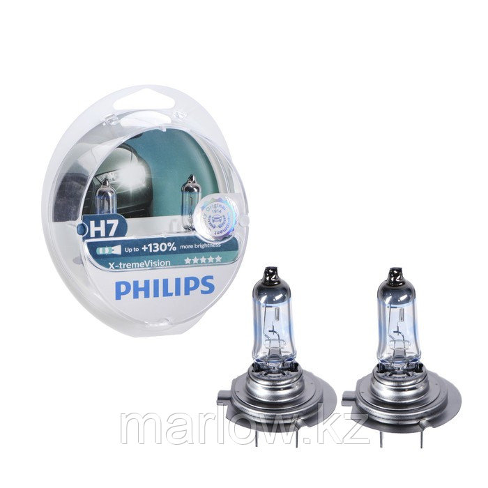 Лампа автомобильная Philips X-treme Vision, H7, 12 В, 55 Вт, набор 2 шт, 12972XV+S2 - фото 1 - id-p111427216