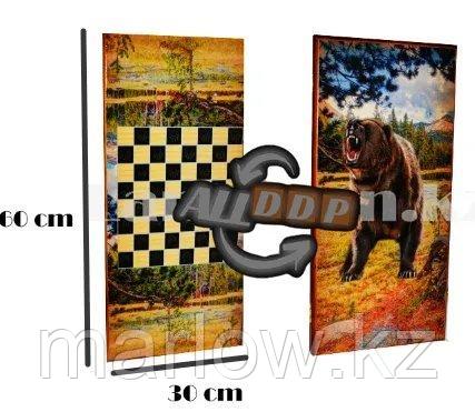 Настольная игра деревянные нарды шашки "Медведь" 60х30 см - фото 2 - id-p111452418