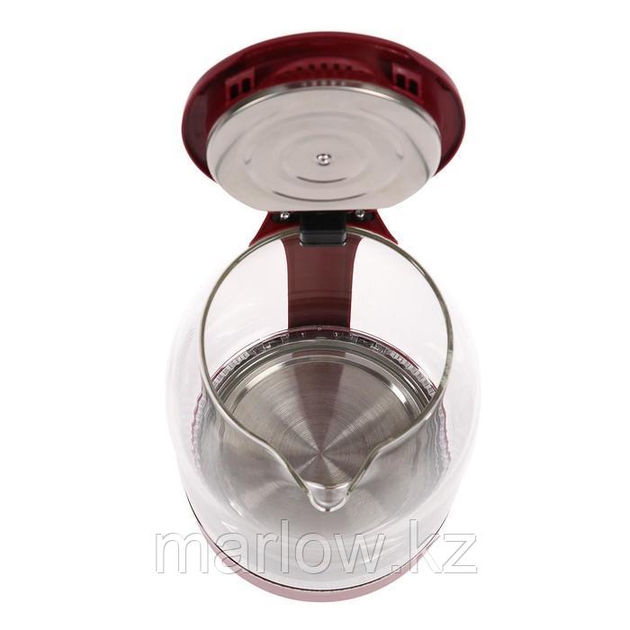 Чайник электрический LuazON LSK-1809, стекло, 1.8 л, 1500 Вт, подсветка, красный - фото 2 - id-p111433979