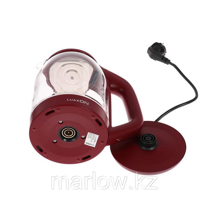 Чайник электрический LuazON LSK-1809, стекло, 1.8 л, 1500 Вт, подсветка, красный - фото 4 - id-p111433979