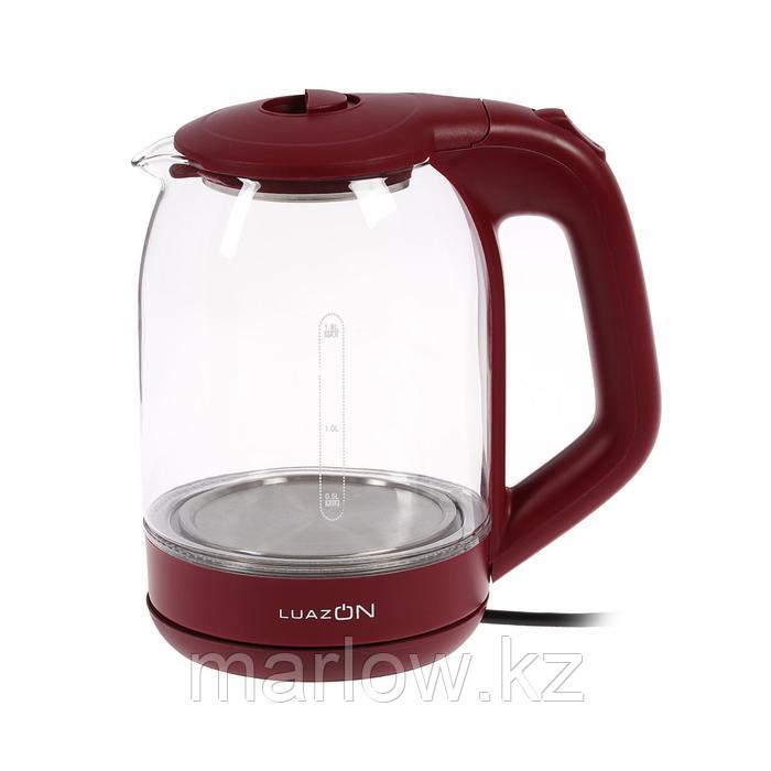 Чайник электрический LuazON LSK-1809, стекло, 1.8 л, 1500 Вт, подсветка, красный - фото 6 - id-p111433979