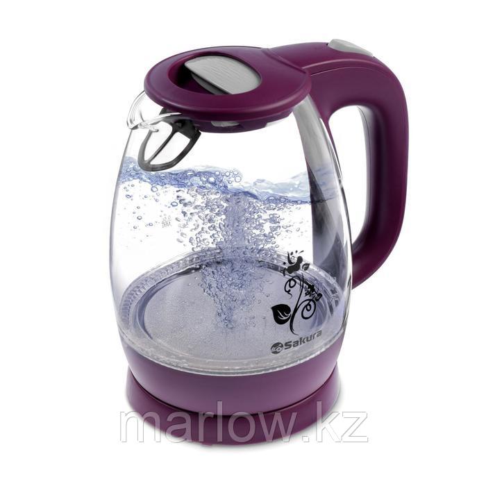 Чайник электрический Sakura SA-2715V, стекло, 1.7 л, 2200 Вт, пурпурный - фото 1 - id-p111434828