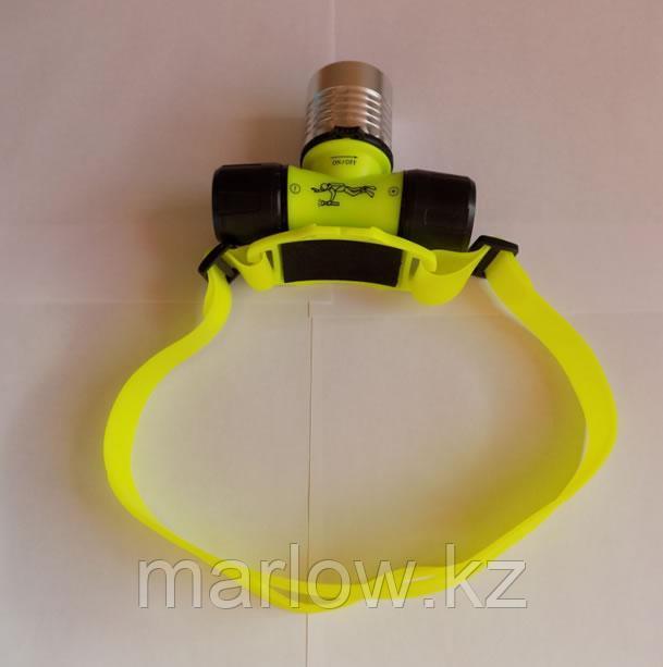 Фонарик налобный для дайвинга, водонепроницаемый, 1 диод, кислотно-жёлтый - фото 3 - id-p111420363