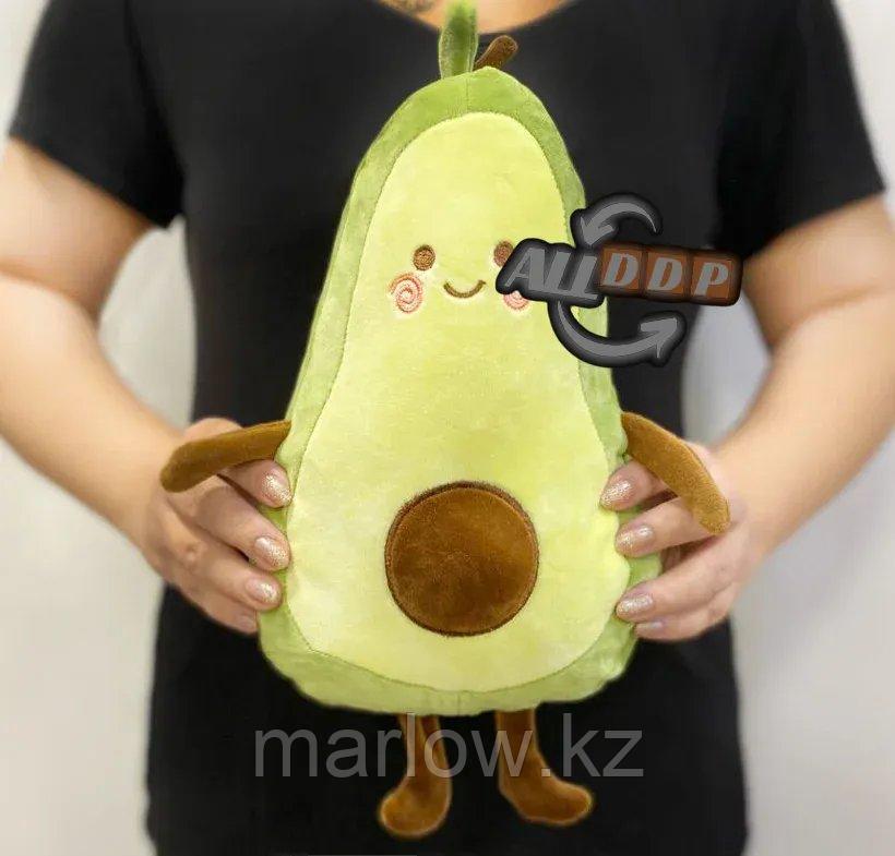 Мягкая игрушка подушка тряпичная Авокадо с личиком зеленое маленькая 34 см - фото 1 - id-p111425271