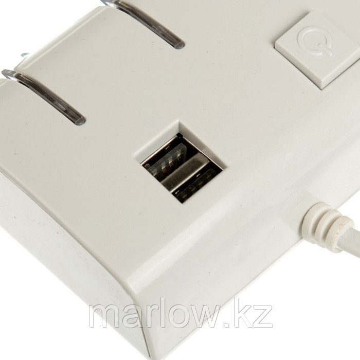 Разветвитель прикуривателя, 3 гнезда с подсветкой, 2 USB, 12/24 В, провод 70 см, белый - фото 2 - id-p111426244