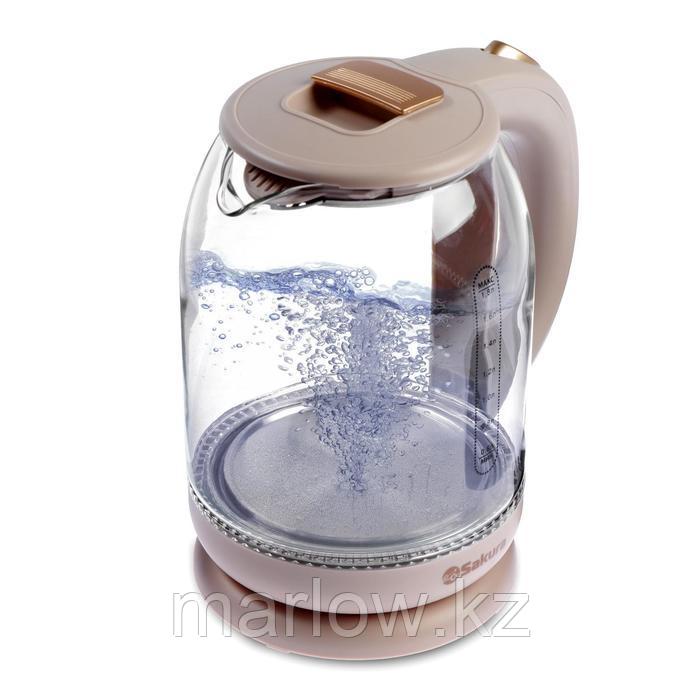 Чайник электрический Sakura SA-2709CW, стекло, 1.8 л, 1800 Вт, бежевый - фото 1 - id-p111433995