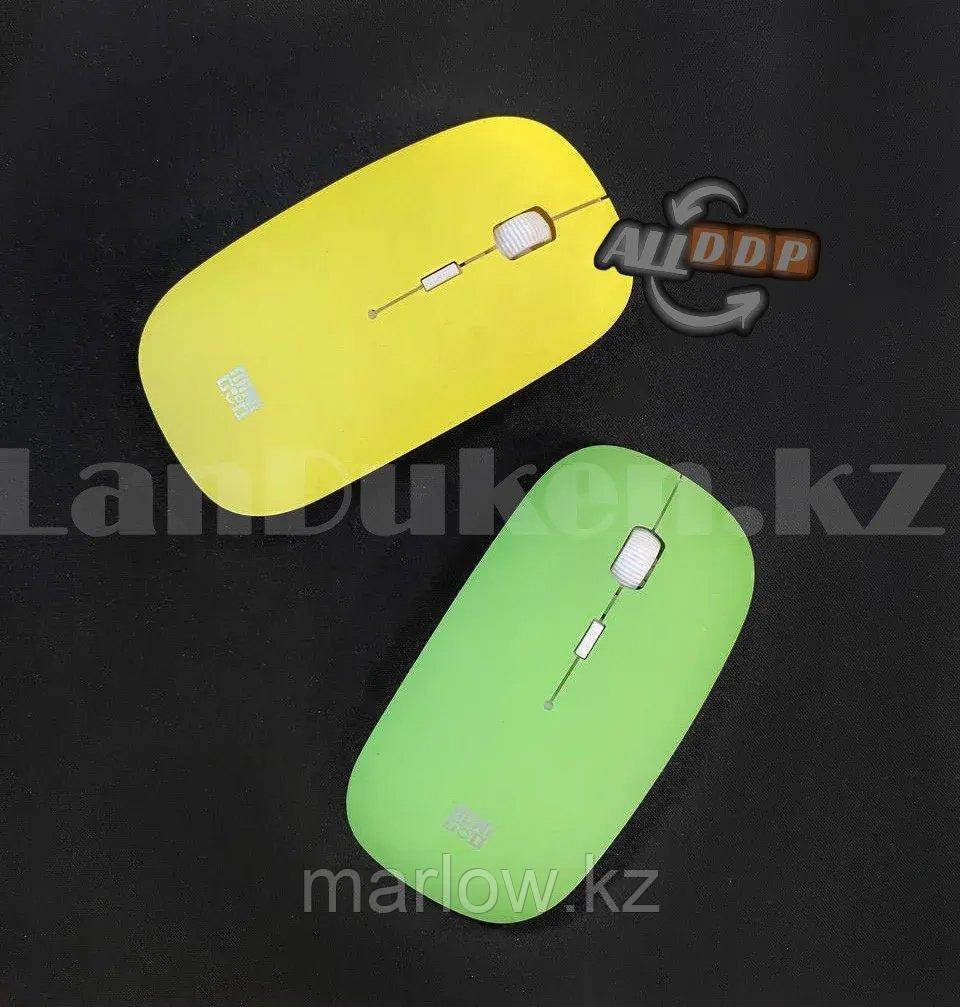 Компьютерная мышь беспроводная оптическая тонкая 1600 dpi USB Mini Good Wireless Mouse желтая - фото 9 - id-p111454420