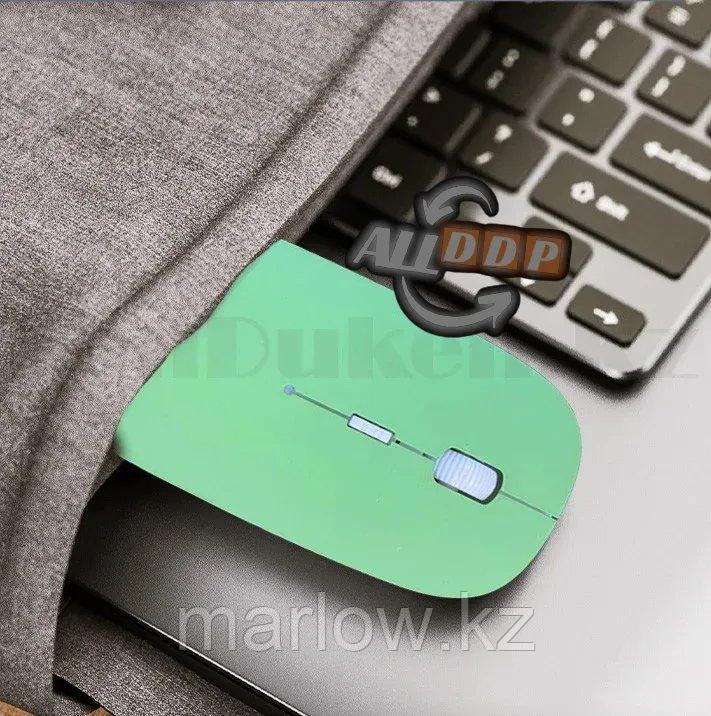 Компьютерная мышь беспроводная оптическая тонкая 1600 dpi USB Mini Good Wireless Mouse зеленая - фото 8 - id-p111454421