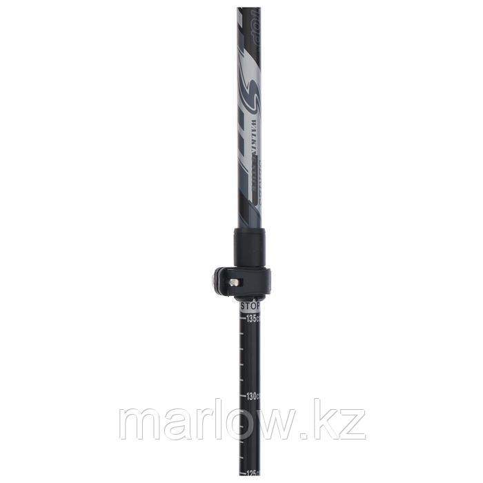 Палка для скандинавской ходьбы, телескопическая, 3 секции, до 135 см, цвет чёрный - фото 4 - id-p111432170