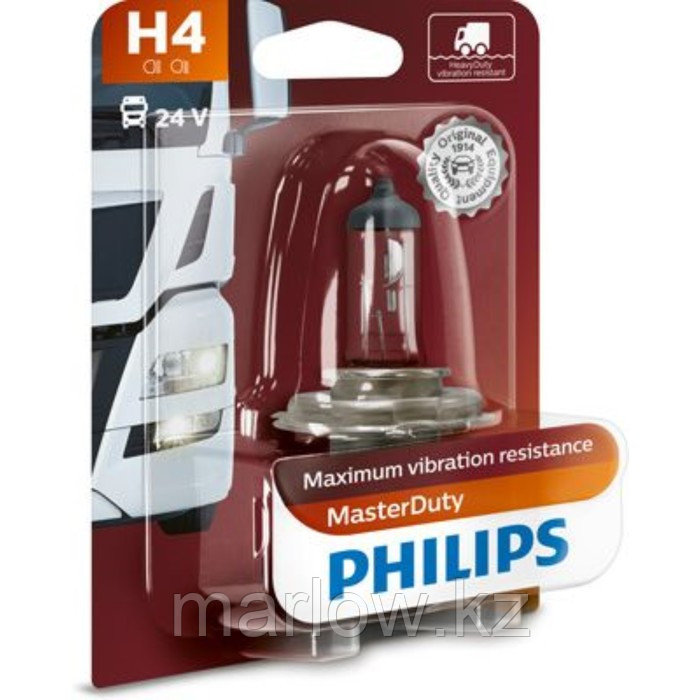 Лампа автомобильная Philips MasterDuty, H4, 24 В, 75/70 Вт, 13342MDB1 - фото 1 - id-p111428234