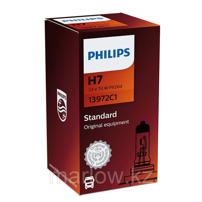Лампа автомобильная Philips, H7, 24 В, 70 Вт, 13972C1 - фото 1 - id-p111427246