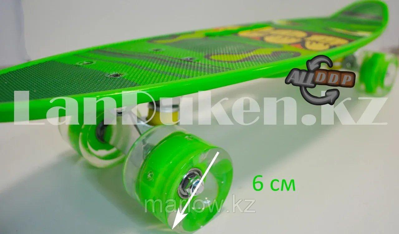 Лонгборд подростковый 59*16 Penny Board с ручкой и со светящимися колесами (пенни борд) Halk (Халк) - фото 6 - id-p111453444