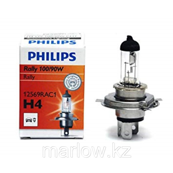 Лампа автомобильная Philips Rally, H4, 12 В, 100/90 Вт, 12569RAC1 - фото 1 - id-p111427265