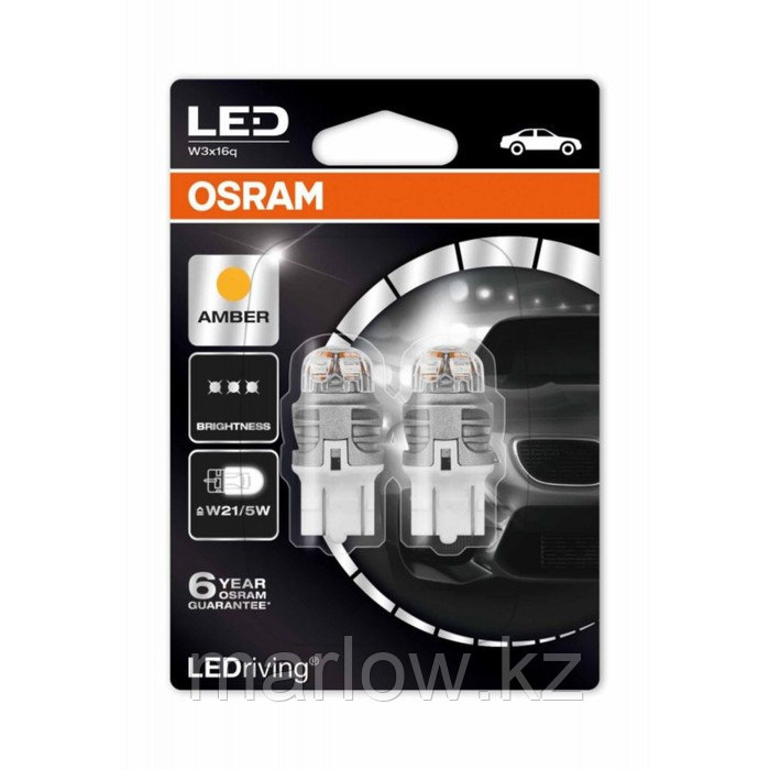 Лампа светодиодная OSRAM 12 В, W21/5W, 1,5 Вт, Amber LEDriving standart, набор 2 шт - фото 2 - id-p111429241