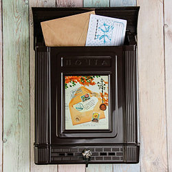 Ящик почтовый, пластиковый, «Декор», с замком, коричневый