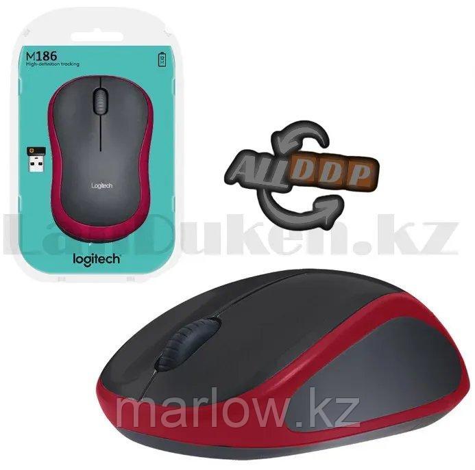 Компьютерная мышь беспроводная оптическая 1000 dpi USB Logitech M186 Wireless Mouse красный - фото 7 - id-p111454455