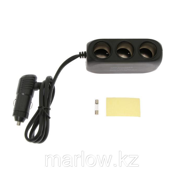 Разветвитель прикуривателя, 3 гнезда 12-24 В, USB 1А, провод 60 см - фото 3 - id-p111426297