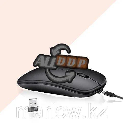 Компьютерная мышь беспроводная бесшумная аккумуляторная оптическая тонкая 1200 dpi USB Wireless Mouse черная - фото 1 - id-p111454463