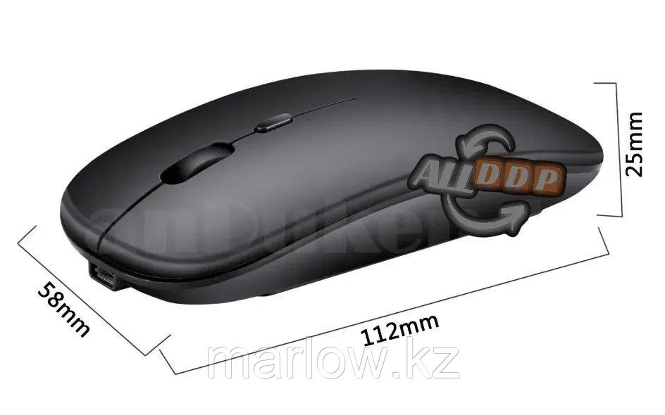 Компьютерная мышь беспроводная бесшумная аккумуляторная оптическая тонкая 1200 dpi USB Wireless Mouse черная - фото 2 - id-p111454463