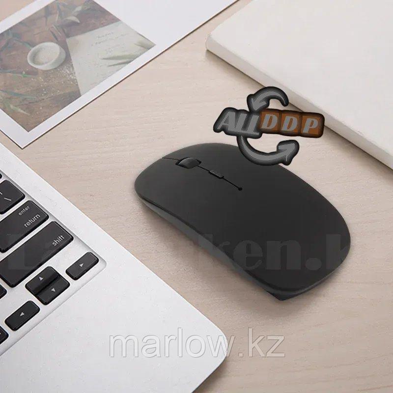 Компьютерная мышь беспроводная бесшумная аккумуляторная оптическая тонкая 1200 dpi USB Wireless Mouse черная - фото 3 - id-p111454463