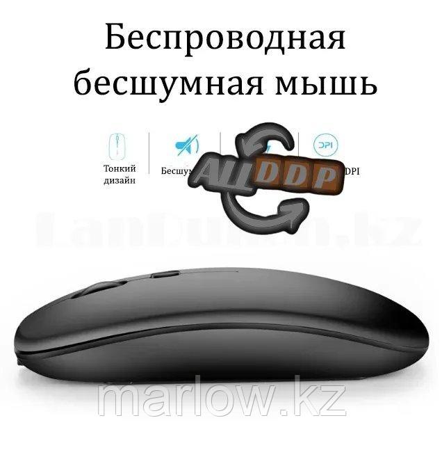 Компьютерная мышь беспроводная бесшумная аккумуляторная оптическая тонкая 1200 dpi USB Wireless Mouse черная - фото 4 - id-p111454463