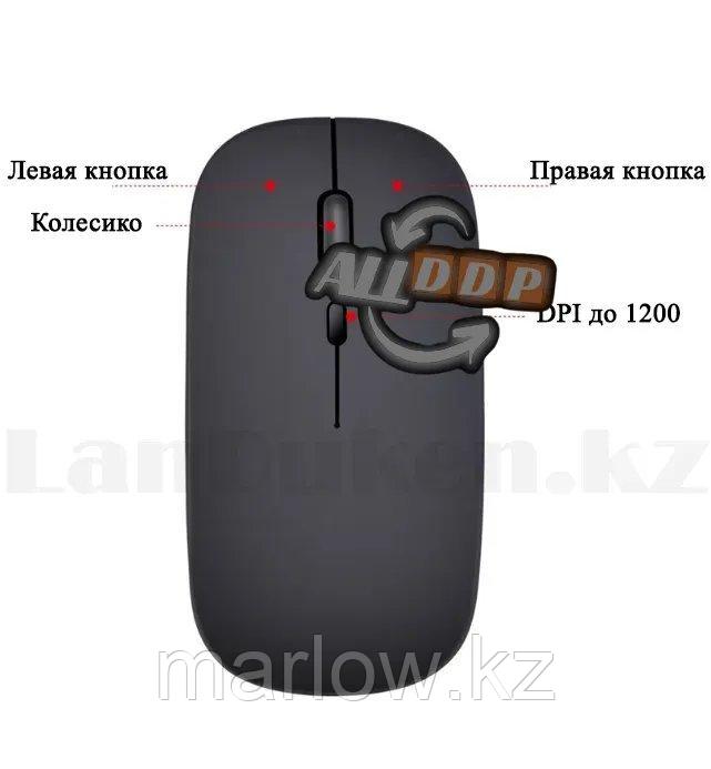 Компьютерная мышь беспроводная бесшумная аккумуляторная оптическая тонкая 1200 dpi USB Wireless Mouse черная - фото 5 - id-p111454463