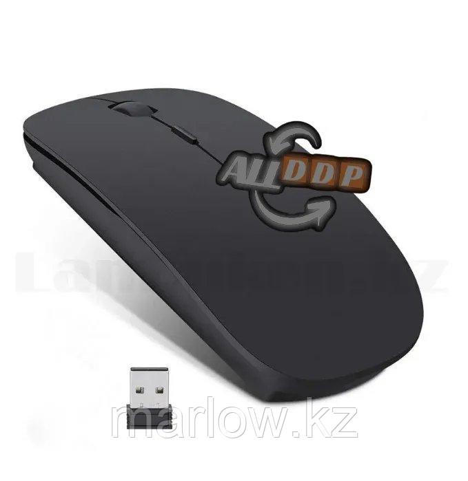 Компьютерная мышь беспроводная бесшумная аккумуляторная оптическая тонкая 1200 dpi USB Wireless Mouse черная - фото 10 - id-p111454463