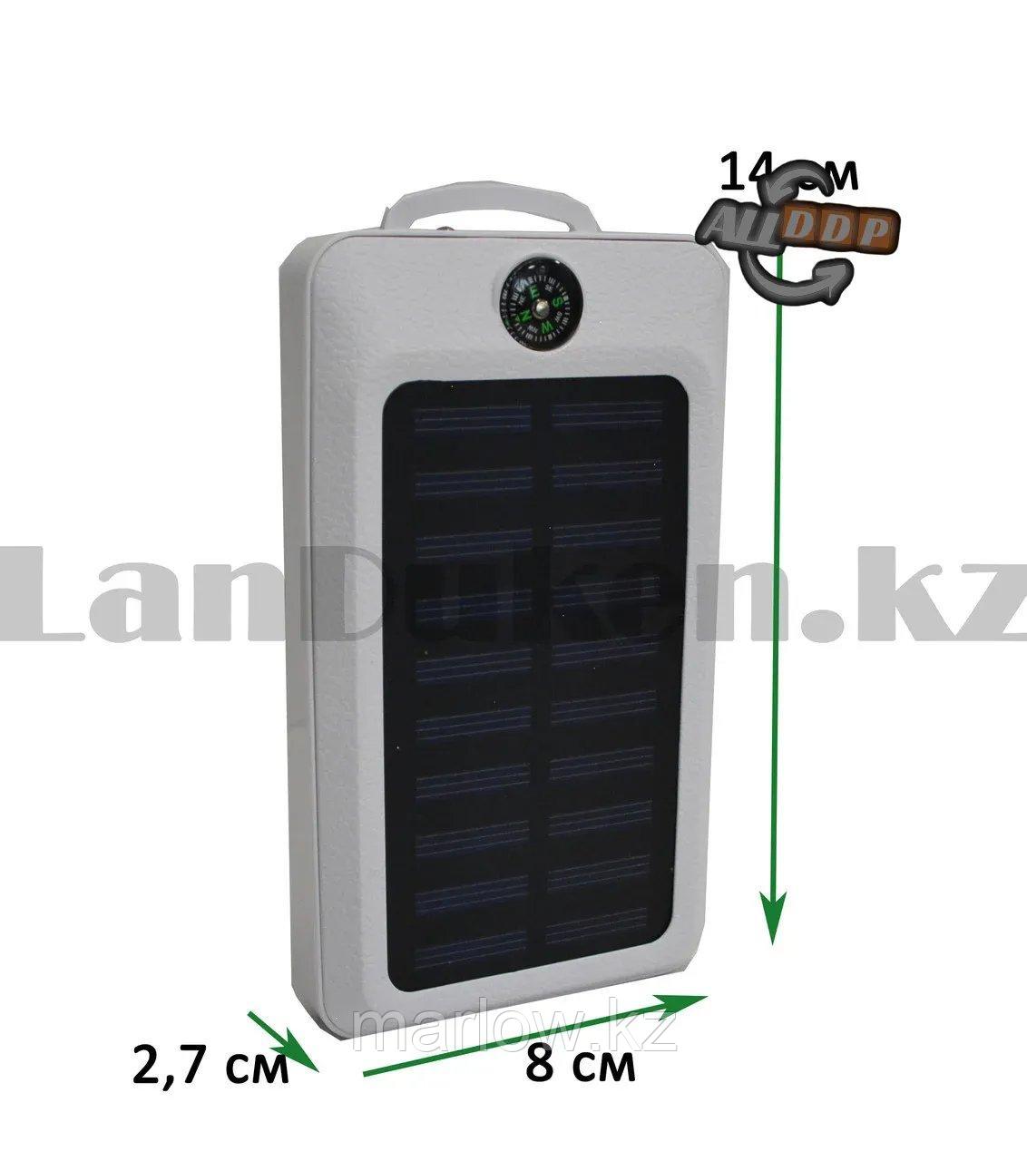 Портативное зарядное устройство Sopar Power Bank 30000 mAh на солнечных батареях с светодиодным фонарем 20LED - фото 2 - id-p111454465