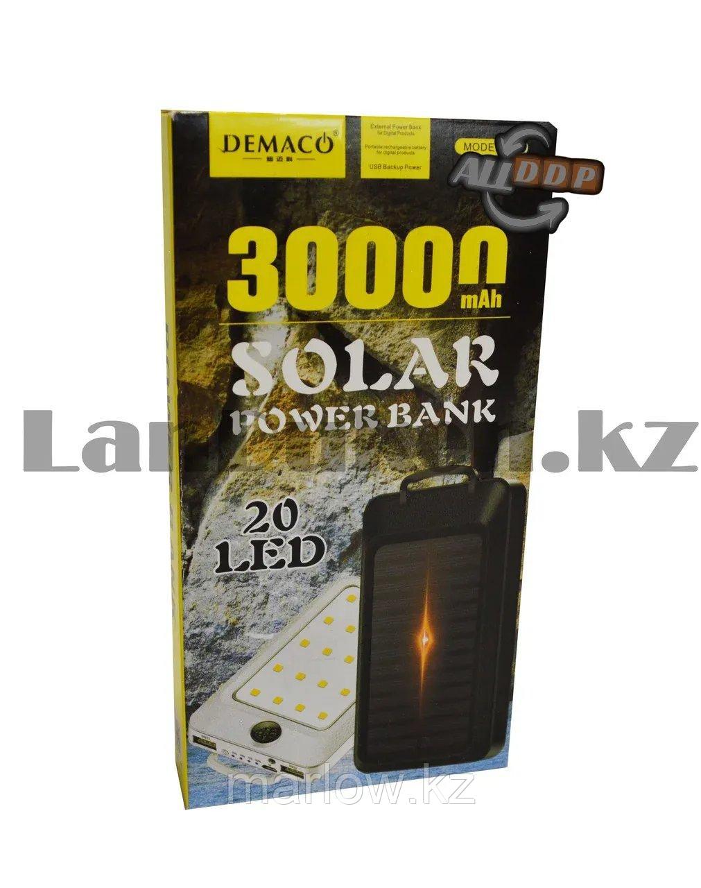 Портативное зарядное устройство Sopar Power Bank 30000 mAh на солнечных батареях с светодиодным фонарем 20LED - фото 10 - id-p111454466