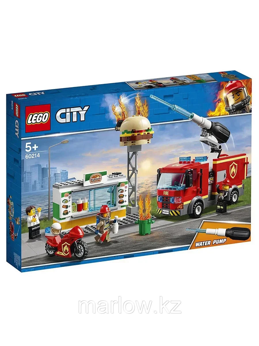 Конструктор Пожарные: Пожар в бургер-кафе 327 дет. 60214 LEGO City - фото 1 - id-p111447540