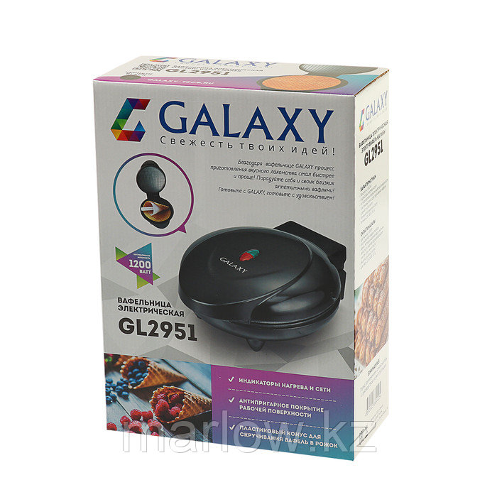 Вафельница электрическая Galaxy GL 2951, 1200 Вт, тонкие вафли, чёрная - фото 5 - id-p111434055