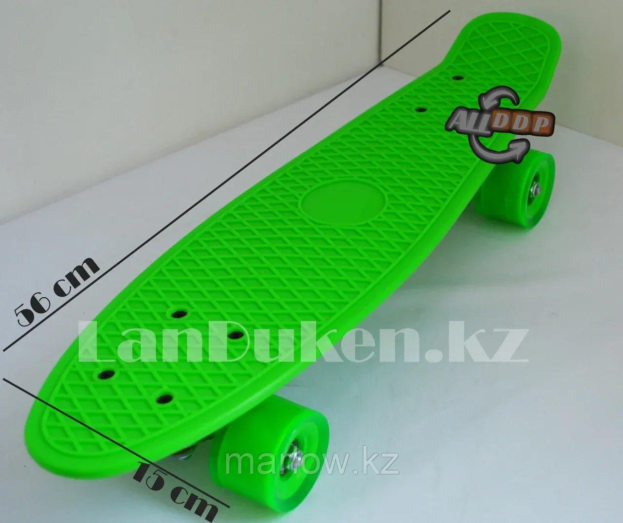 Пенни борд подростковый 56*15 Penny Board с гелевыми колесами зеленый - фото 2 - id-p111425352