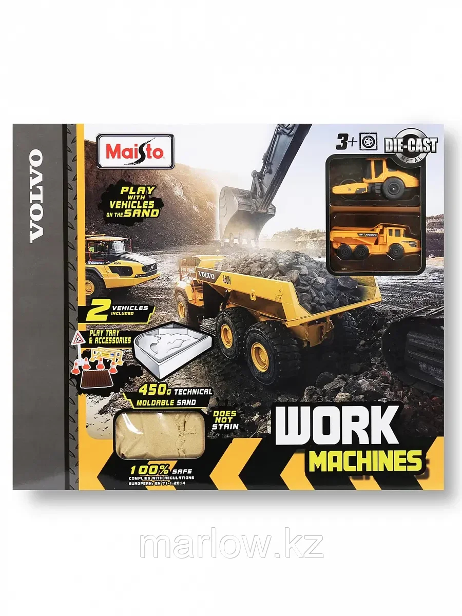 Игровой набор "Песчаный карьер" с 2-мя моделями строительной техники Volvo + песок+аксессуары 11519 MAISTO - фото 2 - id-p111446593