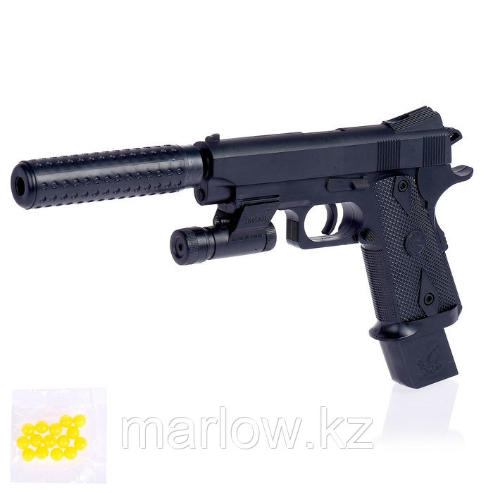 Пистолет пневматический детский «Шпион», с глушителем, фонариком и лазером - фото 1 - id-p111431274