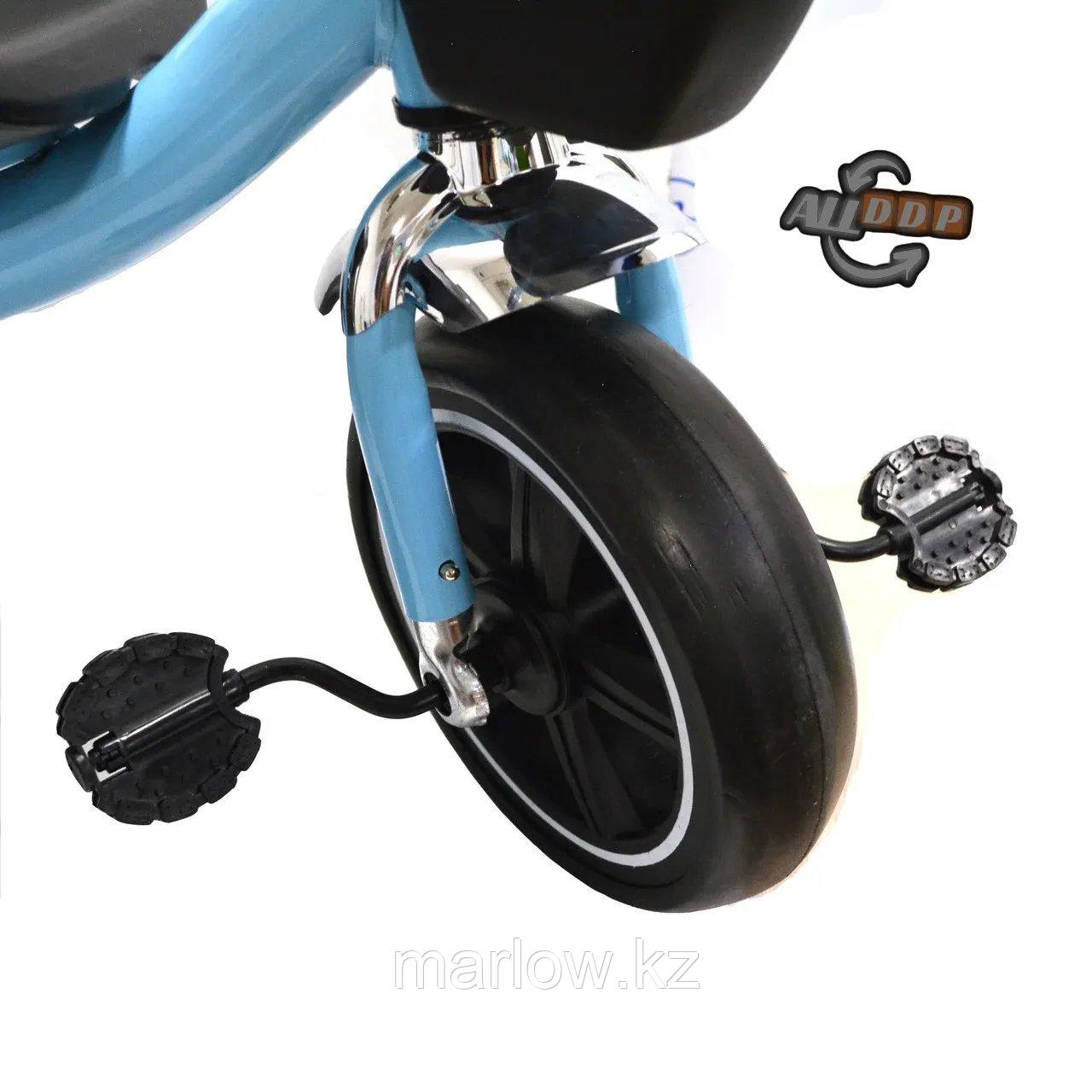 Трехколесный детский велосипед с Led фонариком и музыкальными эффектами с корзинками голубой - фото 7 - id-p111425388