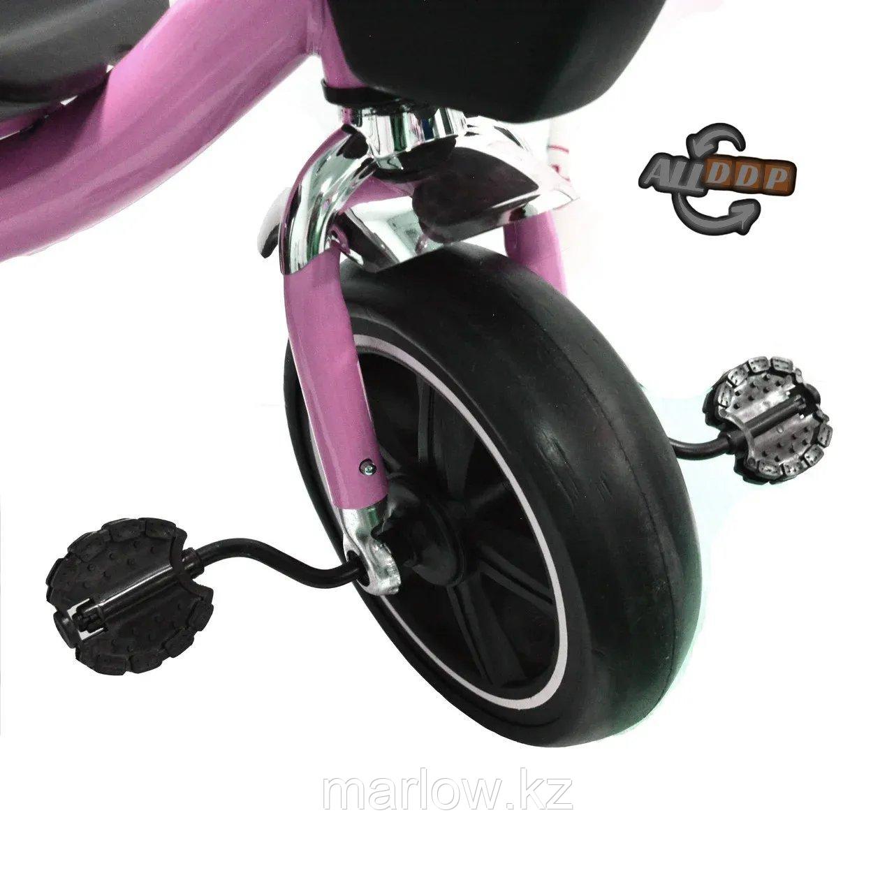 Трехколесный детский велосипед с Led фонариком и музыкальными эффектами с корзинками розовый - фото 6 - id-p111425391