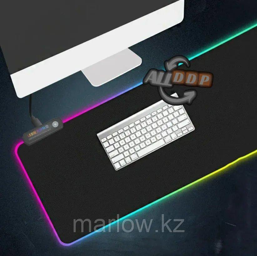 Коврик для для мышки клавиатуры и компьютеров игровой с RGB подсветкой 80х31 см Rasure черный - фото 5 - id-p111454540