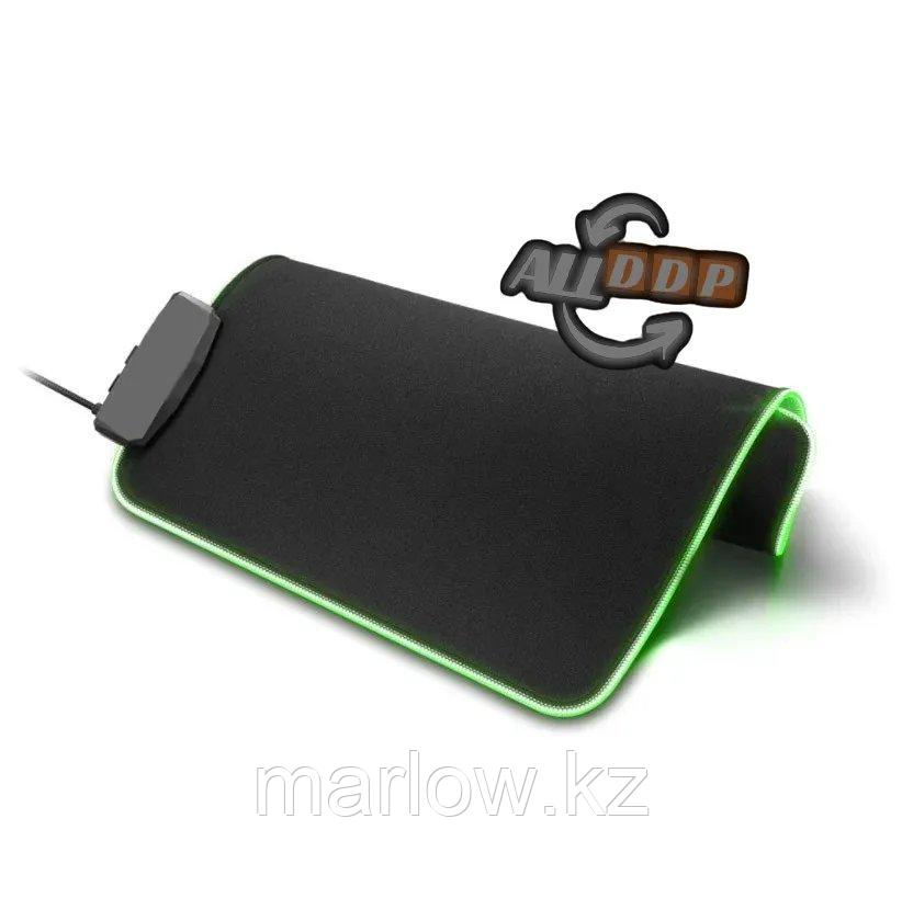 Коврик для для мышки клавиатуры и компьютеров игровой с RGB подсветкой 35х26 см Rasure lights черный - фото 10 - id-p111454543