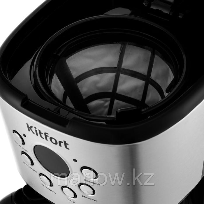 Кофеварка Kitfort KT-728, капельная, 900 Вт, 1.5 л, серебристо-чёрная - фото 4 - id-p111434976