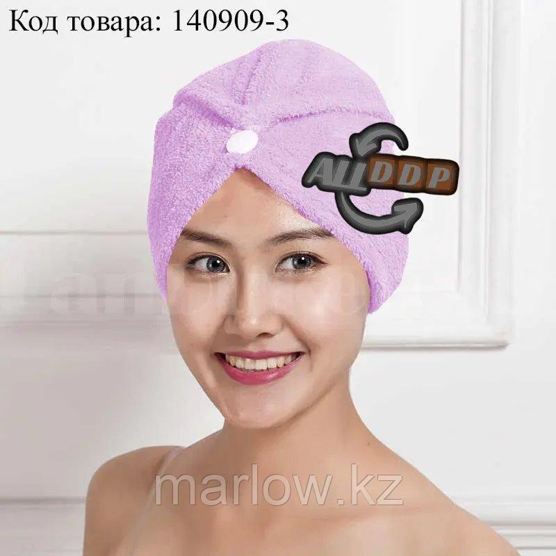 Полотенце для сушки волос банное тюрбан из микрофибры фиолетовый - фото 1 - id-p111453569