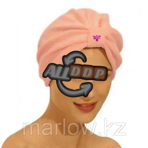 Полотенце для сушки волос банное тюрбан из микрофибры розовое - фото 1 - id-p111453572