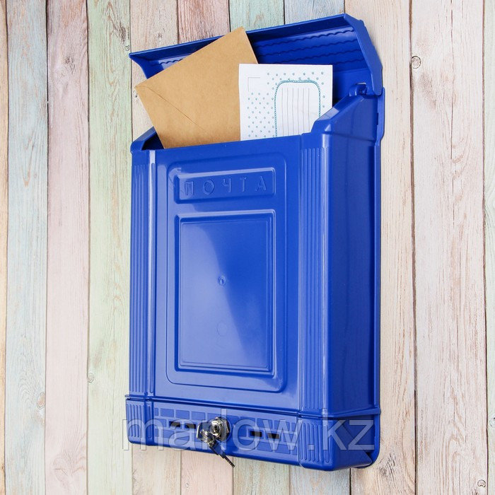 Ящик почтовый, пластиковый, «Декор», с замком, синий - фото 2 - id-p111462504
