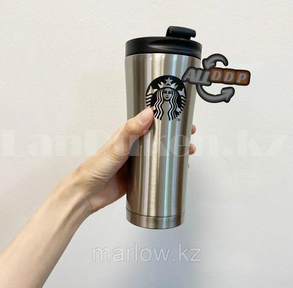 Термокружка Starbucks (Старбакс) с поилкой 500 мл серебристая - фото 9 - id-p111453583