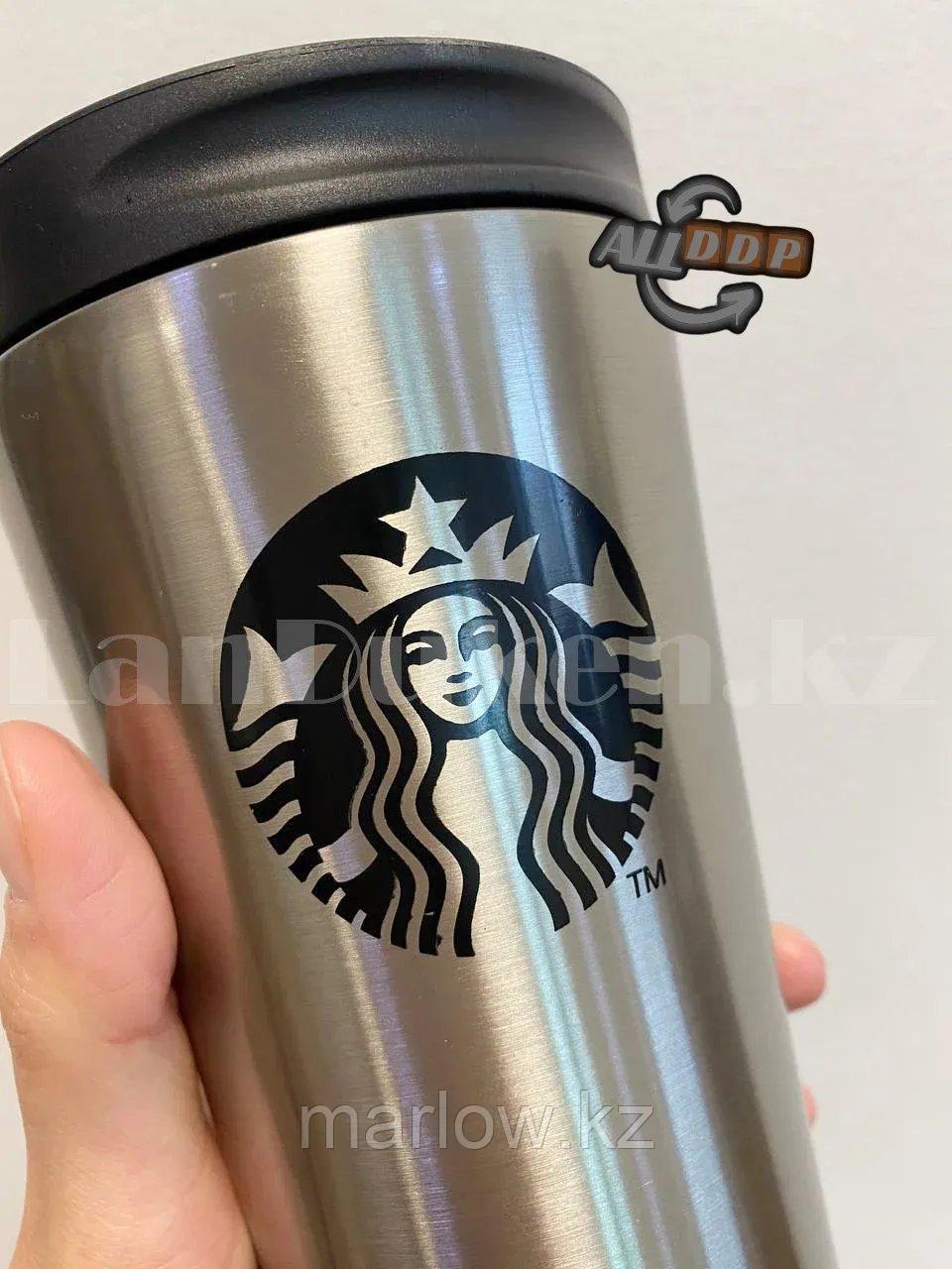 Термокружка Starbucks (Старбакс) с поилкой 500 мл серебристая - фото 10 - id-p111453583