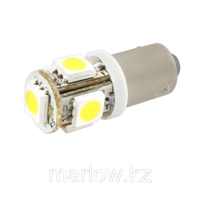 Лампа светодиодная T8.5(T4), 12В 5 SMD диодов, с цоколем BA9S Skyway, - фото 1 - id-p111427406