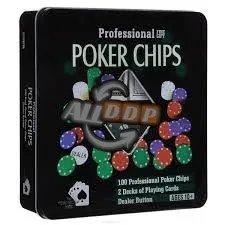 Набор для покера POKER CHIPS (2 колоды карт, 100 фишек с номиналом) - фото 1 - id-p111425432