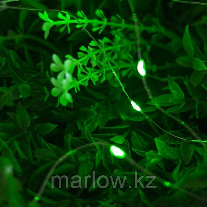 Гирлянда "Нить" 10 м роса, серебристая нить, 100 LED, свечение зелёное, 2 режима, солнечная батарея - фото 2 - id-p111437784