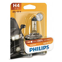Лампа автомобильная Philips Vision +30%, H4, 12 В, 60/55 Вт, 12342PRB1