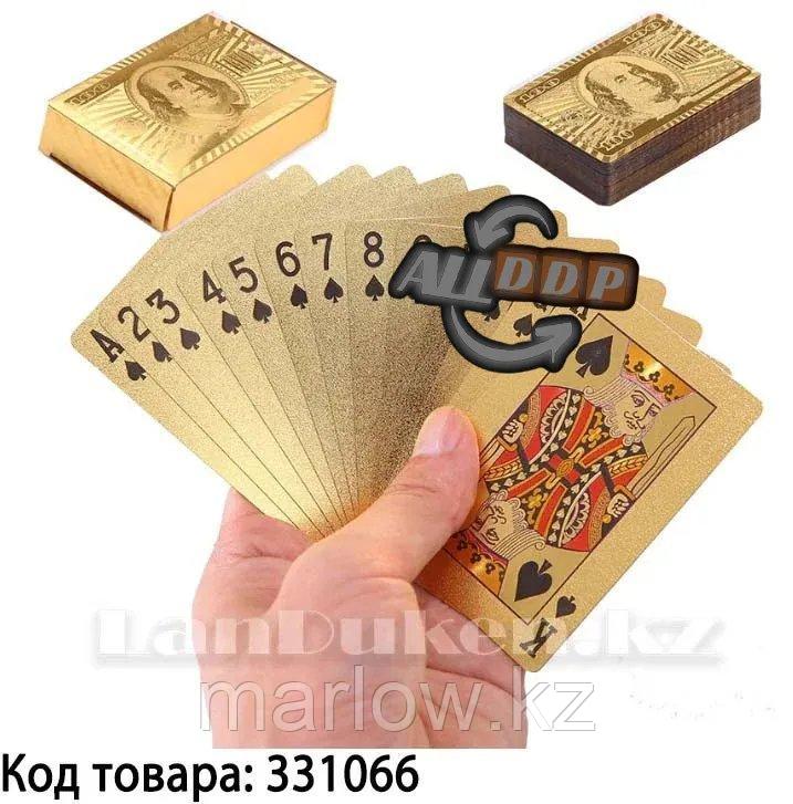 Покерные карты с золотым напылением Golden Premium dollar 54 Карты игральные сувенирные (золотой доллар) - фото 1 - id-p111425441