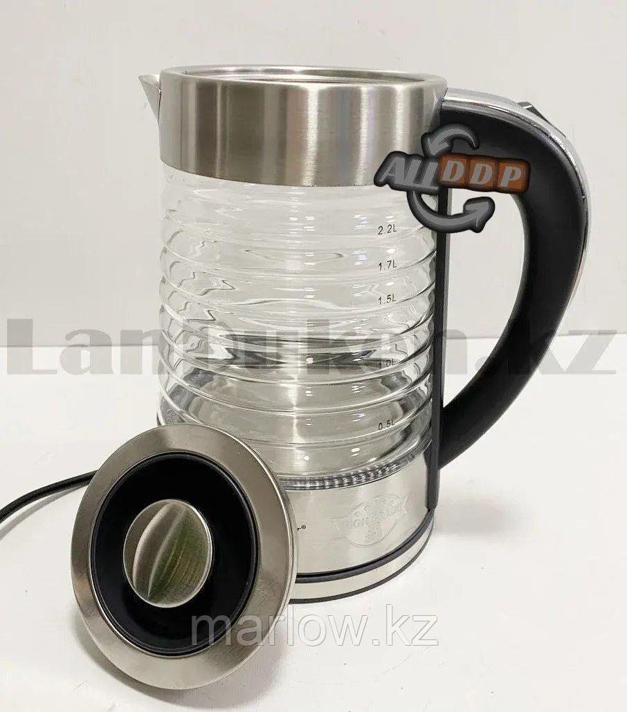 Электрический чайник с функцией авто отключения из нержавеющей стали со съемной крышкой 2,2 л Sokany SK-1027 - фото 3 - id-p111453613